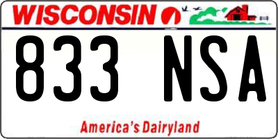 WI license plate 833NSA