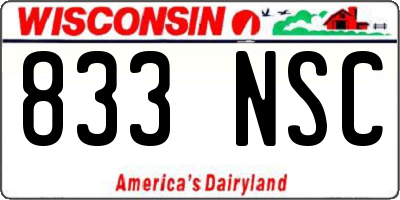 WI license plate 833NSC