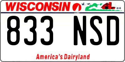 WI license plate 833NSD