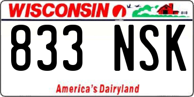 WI license plate 833NSK