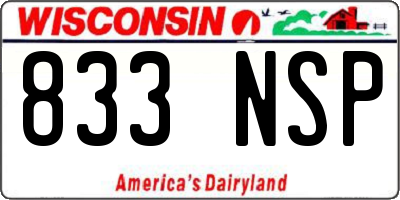WI license plate 833NSP