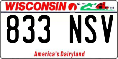WI license plate 833NSV