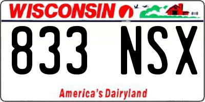 WI license plate 833NSX