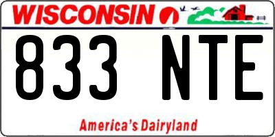 WI license plate 833NTE