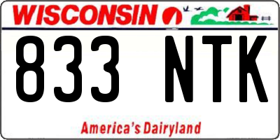 WI license plate 833NTK