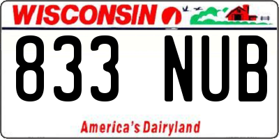 WI license plate 833NUB