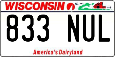 WI license plate 833NUL