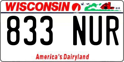 WI license plate 833NUR