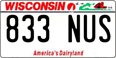 WI license plate 833NUS