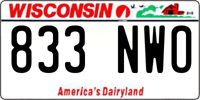 WI license plate 833NWO