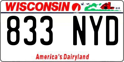 WI license plate 833NYD