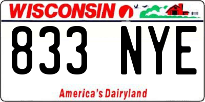 WI license plate 833NYE
