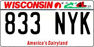 WI license plate 833NYK
