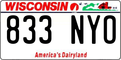 WI license plate 833NYO