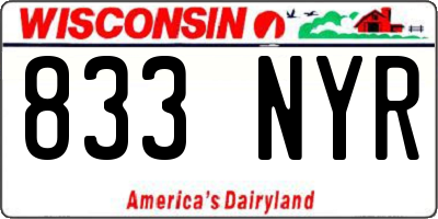 WI license plate 833NYR