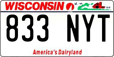 WI license plate 833NYT