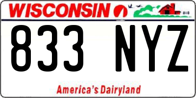 WI license plate 833NYZ