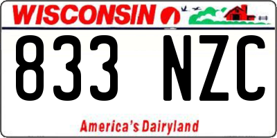 WI license plate 833NZC