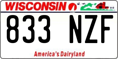 WI license plate 833NZF