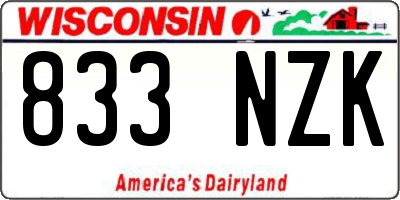 WI license plate 833NZK