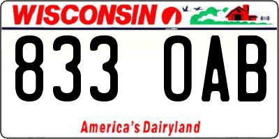 WI license plate 833OAB