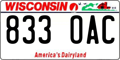 WI license plate 833OAC