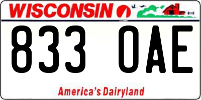 WI license plate 833OAE