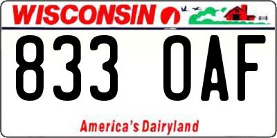 WI license plate 833OAF