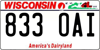 WI license plate 833OAI