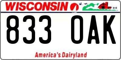 WI license plate 833OAK