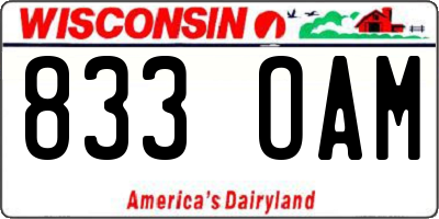 WI license plate 833OAM