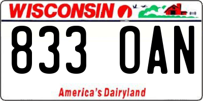 WI license plate 833OAN