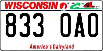 WI license plate 833OAO