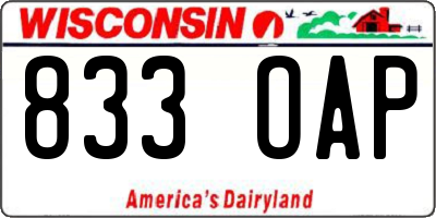 WI license plate 833OAP