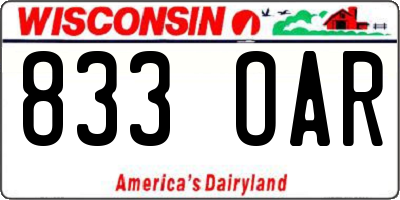 WI license plate 833OAR