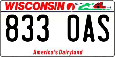 WI license plate 833OAS