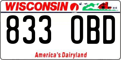 WI license plate 833OBD