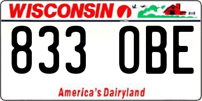 WI license plate 833OBE