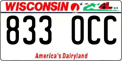 WI license plate 833OCC
