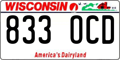 WI license plate 833OCD