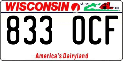 WI license plate 833OCF
