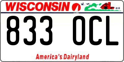 WI license plate 833OCL