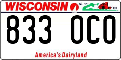 WI license plate 833OCO
