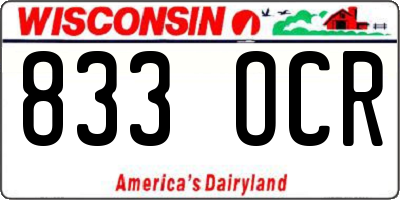 WI license plate 833OCR