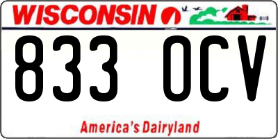 WI license plate 833OCV