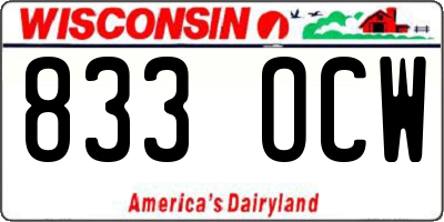 WI license plate 833OCW