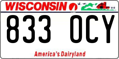 WI license plate 833OCY