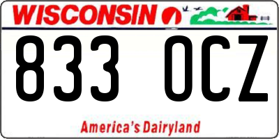 WI license plate 833OCZ