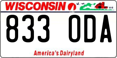 WI license plate 833ODA