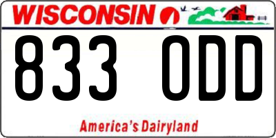 WI license plate 833ODD